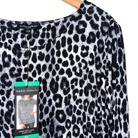 NWT Mario Serrani Long Sleeve Grey Leopard Tunic T-Shirt Size XL - Picture 4 of 13